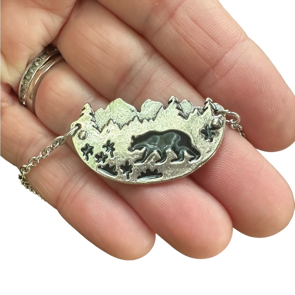 Silver Bear Wilderness Pendant Necklace